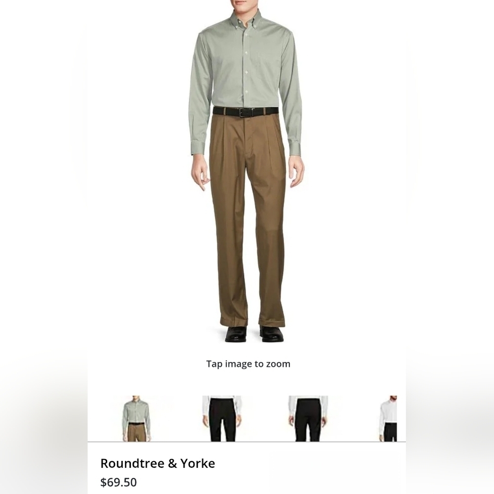 Roundtree & Yorke Tall Man Travel Smart Khaki Pants Sz 36 X 36. New With Tags